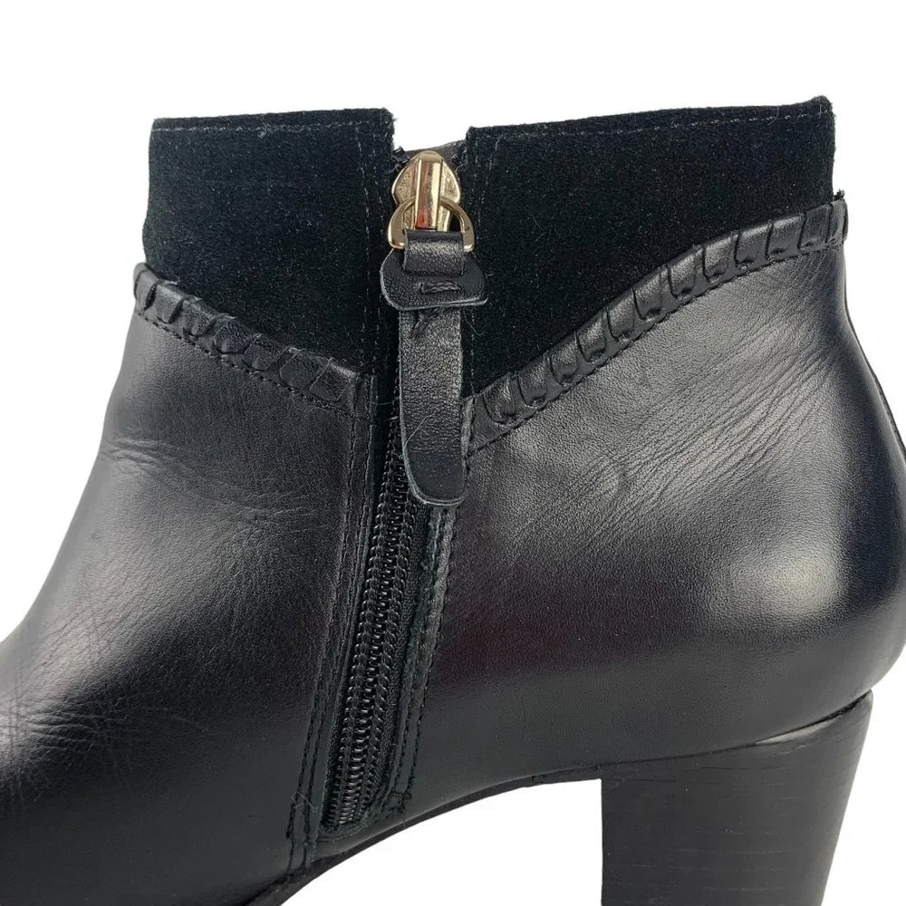JACK‎ ROGERS Chandler Black Leather Whipstitch Zip Booties